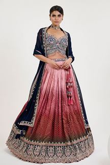 Picture of Marvelous Shaded Pink and Blue Designer Lehenga Choli for Engagement, Wedding, and Reception