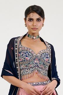 Picture of Marvelous Shaded Pink and Blue Designer Lehenga Choli for Engagement, Wedding, and Reception