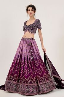 Picture of Charming Shaded Purple and Dark Purple Designer Lehenga Choli for Engagement, Wedding, and Reception