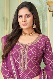 Picture of SmashingPurple Georgette Designer Anarkali Suit for Engagement, Wedding, Reception, Party and Festivals