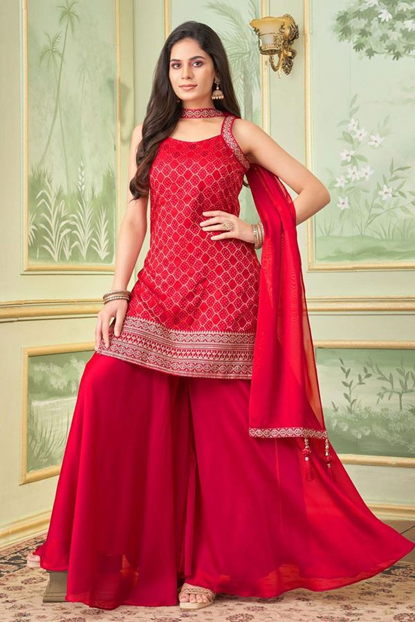 Picture of SurrealRani Pink Designer Palazzo Suit for Wedding, Reception, Party and Festivals