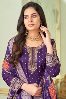 Picture of OutstandingPurple Designer Straight Cut Suit for Wedding, Reception, Party and Festivals