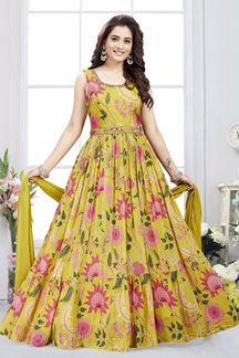 Picture of Fascinating Yellow Georgette Designer Anarkali Suit for Haldi, Party, and Festivals