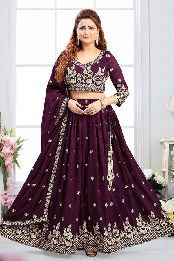 Picture of Exuberant Wine Designer Indo-Western Lehenga Choli for Wedding, Engagement, Reception, and Party