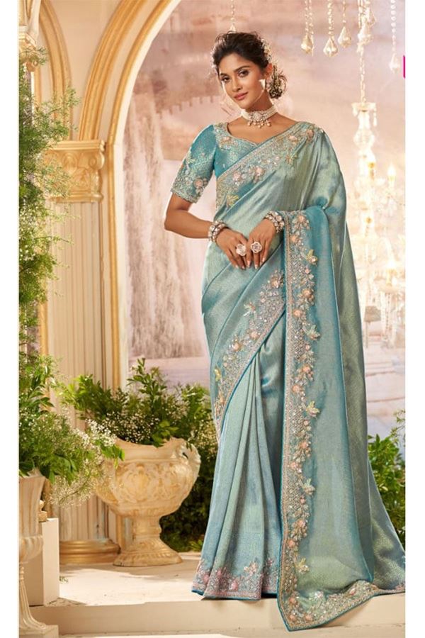 Picture of Charming Organza Tissue Designer Saree for Reception and Party