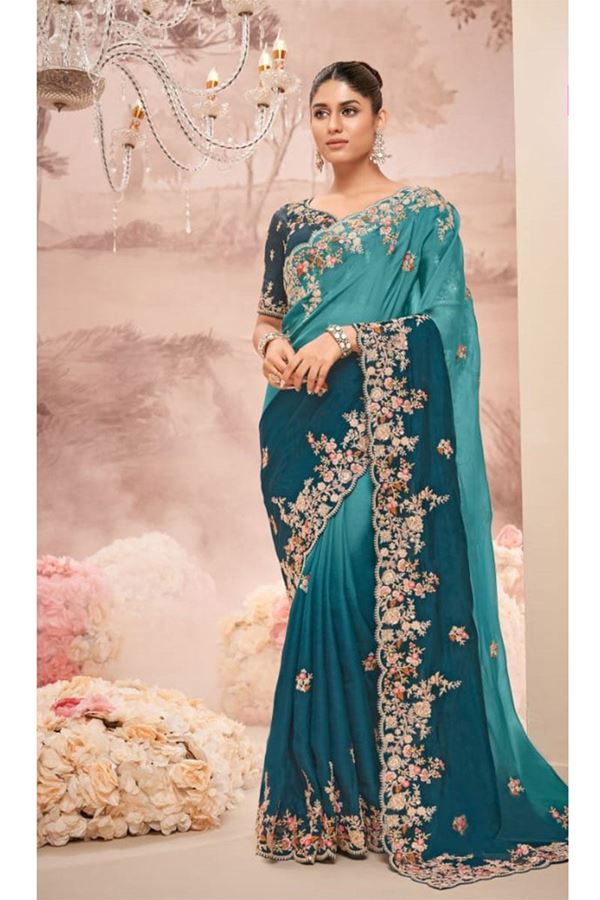 Picture of Enticing Organza Tissue Designer Saree for Engagement, Wedding, Reception and Party