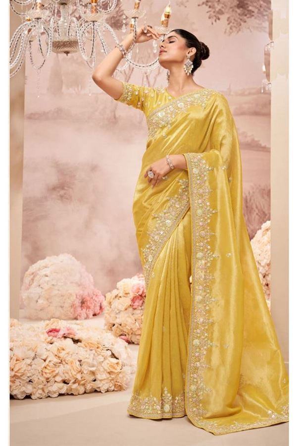 Picture of Irresistible Organza Tissue Designer Saree for Haldi, Festivals, and Party