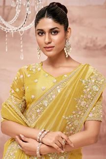 Picture of Irresistible Organza Tissue Designer Saree for Haldi, Festivals, and Party