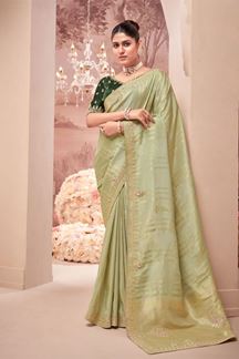 Picture of Exuberant Organza Tissue Designer Saree for Engagement, Reception, and Party