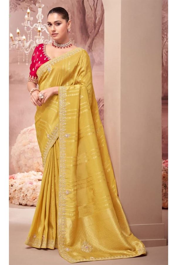 Picture of Marvelous Organza Tissue Designer Saree for Haldi, Weddings, Festivals, and Party