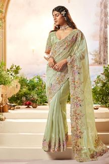 Picture of  Gorgeous Pure Banarasi Designer Saree for Engagement, Reception, and Party