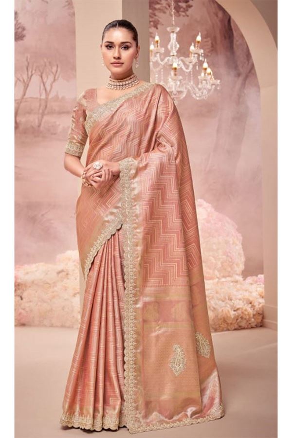 Picture of  Magnificent Organza Tissue Designer Saree for Engagement, Reception, Wedding, and Party