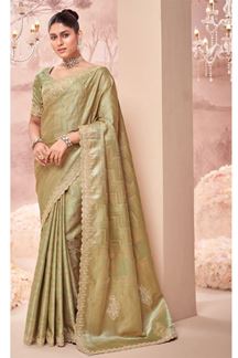 Picture of  Beautiful Organza Tissue Designer Saree for Mehendi, Engagement, Reception, and Party