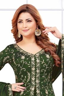 Picture of Smashing Green Designer Indo-Western Lehenga Choli for Party and Mehendi