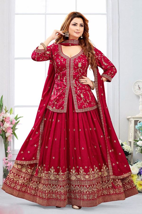 Picture of Fascinating Rani Designer Indo-Western Lehenga Choli for Party, Engagement, Wedding, and Reception