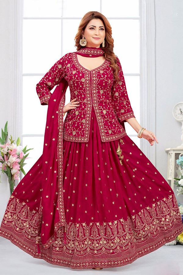 Picture of Bollywood Rani Designer Indo-Western Lehenga Choli for Party, Engagement, Wedding, and Reception