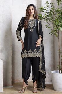 Picture of Mesmerizing Black Designer Dhoti Style Suit for Party