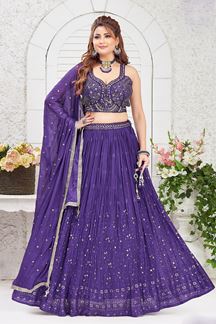 Picture of Surreal Purple Designer Indo-Western Lehenga Choli for Engagement, Wedding, Reception, and Party