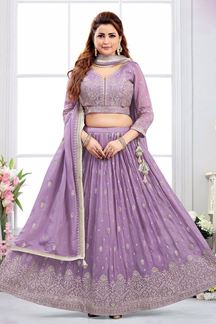 Picture of Aesthetic Lavender Designer Indo-Western Lehenga Choli for Engagement, Reception, and Party