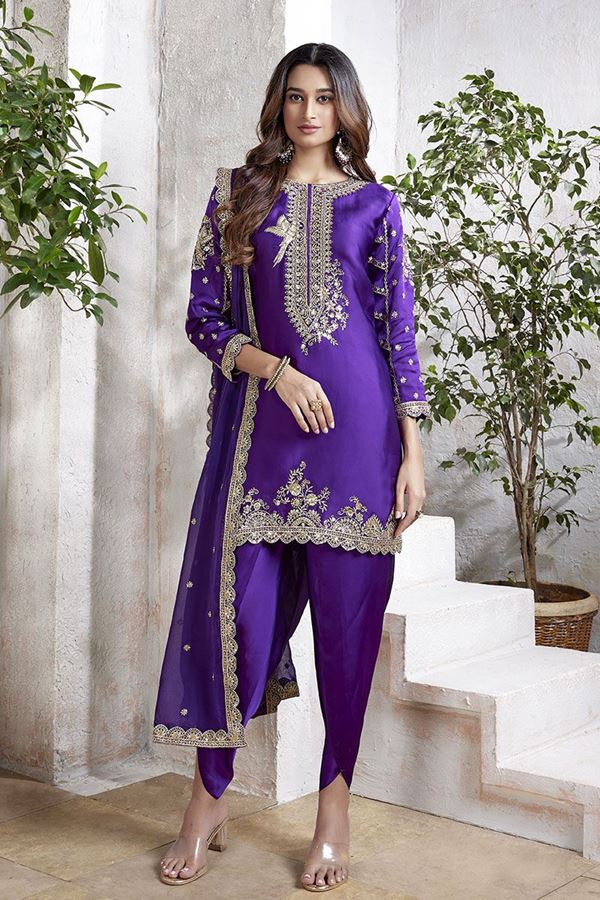 Picture of Attractive Purple Designer Dhoti Style Suit for Party, Festivals, and Reception