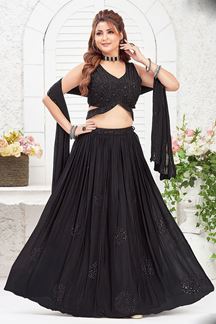 Picture of Gorgeous Black Designer Indo-Western Lehenga Choli for Party