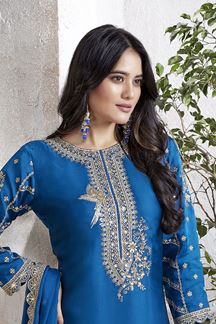 Picture of Exquisite Blue Designer Dhoti Style Suit for Party, Festivals, and Reception