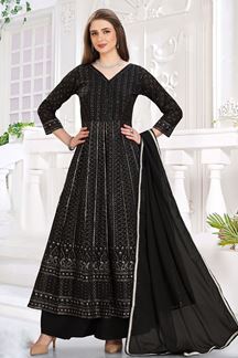 Picture of Fashionable Black Georgette Designer Anarkali Suit for Party