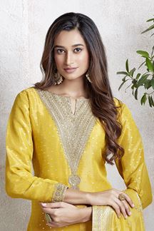 Picture of Glamorous Yellow Designer Straight Cut Suit for Haldi, Party, and Festivals