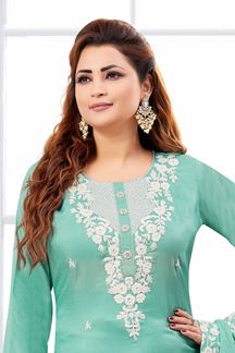 Picture of Enticing Sea Green Designer Palazzo Suit for Party and Festivals