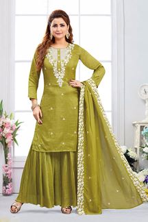 Picture of Irresistible Mehendi Designer Palazzo Suit for Mehendi, Party and Festivals