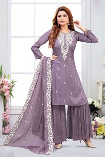 Picture of Stunning Lavender Designer Palazzo Suit for Party and Festivals