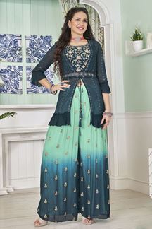 Picture of Lovely Sea Green Designer Palazzo Suit for Party and Festivals