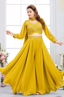 Picture of Trendy Yellow Designer Palazzo Suit for Haldi and Party