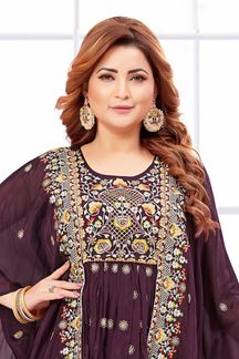 Picture of Divine Wine Designer Palazzo Suit for Party and Festivals