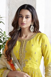 Picture of  Astounding Yellow Georgette Designer Anarkali Suit for Haldi, Party and Festivals