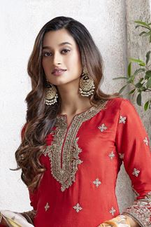 Picture of  Divine Red Designer Gharara Suit for Engagement, Reception, Party and Festivals