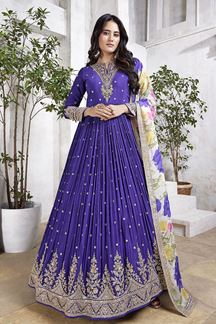 Picture of Flawless Purple Georgette Designer Anarkali Suit for Engagement, Reception, Party, and Festivals