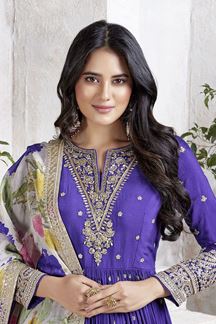 Picture of Flawless Purple Georgette Designer Anarkali Suit for Engagement, Reception, Party, and Festivals