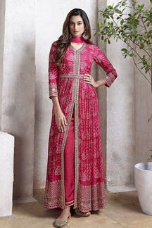 Picture of  Appealing Pink Georgette Designer Anarkali Suit for Engagement, Reception, Party, and Festivals