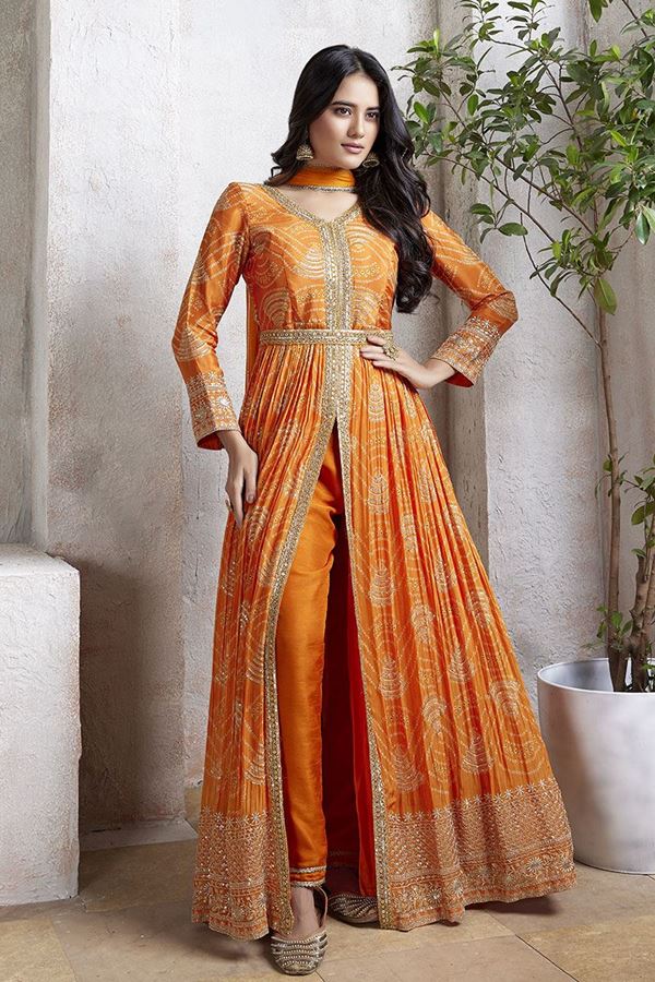 Picture of  Trendy Orange Georgette Designer Anarkali Suit for Engagement, Reception, Party, and Festivals