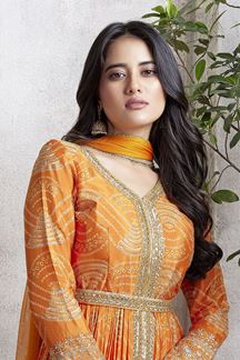 Picture of  Trendy Orange Georgette Designer Anarkali Suit for Engagement, Reception, Party, and Festivals