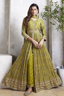 Picture of  Marvelous Mehendi Georgette Designer Anarkali Suit for Mehendi, Party, and Festivals