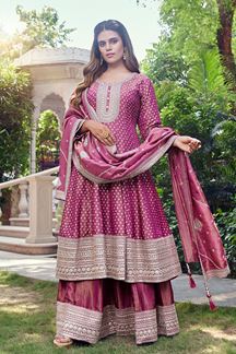 Picture of Breathtaking Purple Designer Palazzo Suit for Wedding, Sangeet and Festivals