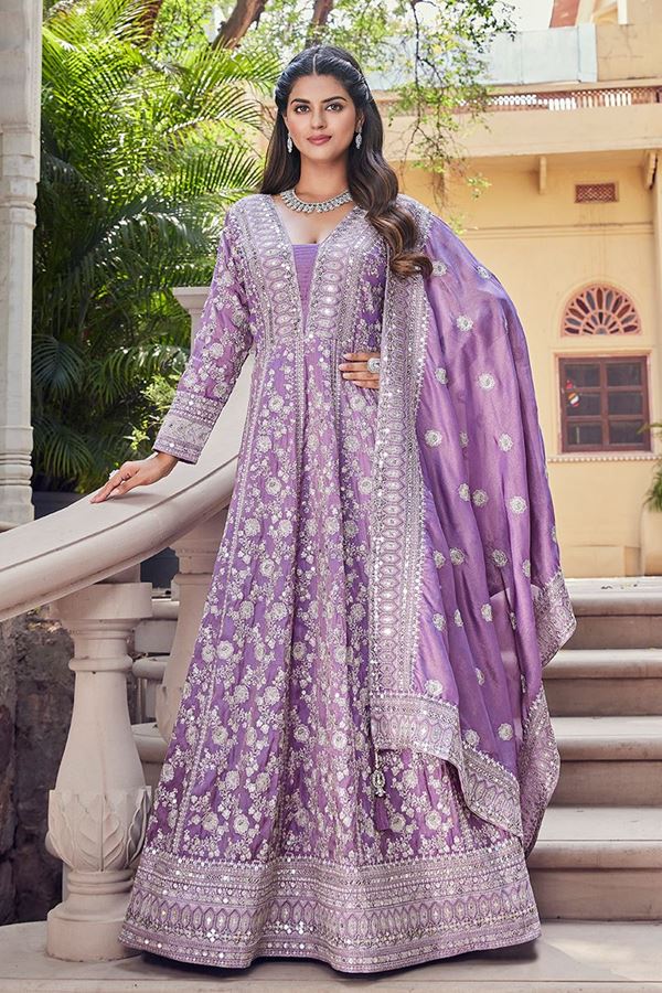 Picture of Fascinating Lavender Designer Anarkali Suit for Engagement and Wedding