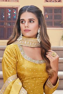 Picture of Charismatic Yellow Designer Anarkali Suit for Haldi and Wedding