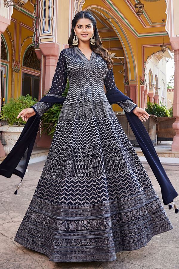 Picture of Splendid Black Designer Anarkali Suit for Party and Sangeet