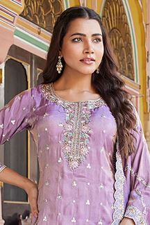 Picture of Striking Lavender Designer Palazzo Suit for Engagement, Reception, Party and Festivals