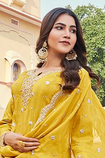 Picture of Fashionable Yellow Designer Palazzo Suit for Haldi, Party and Festivals