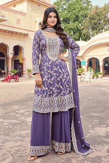 Picture of Flamboyant Purple Designer Palazzo Suit for Engagement, Party and Festivals