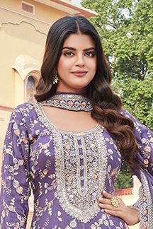 Picture of Flamboyant Purple Designer Palazzo Suit for Engagement, Party and Festivals